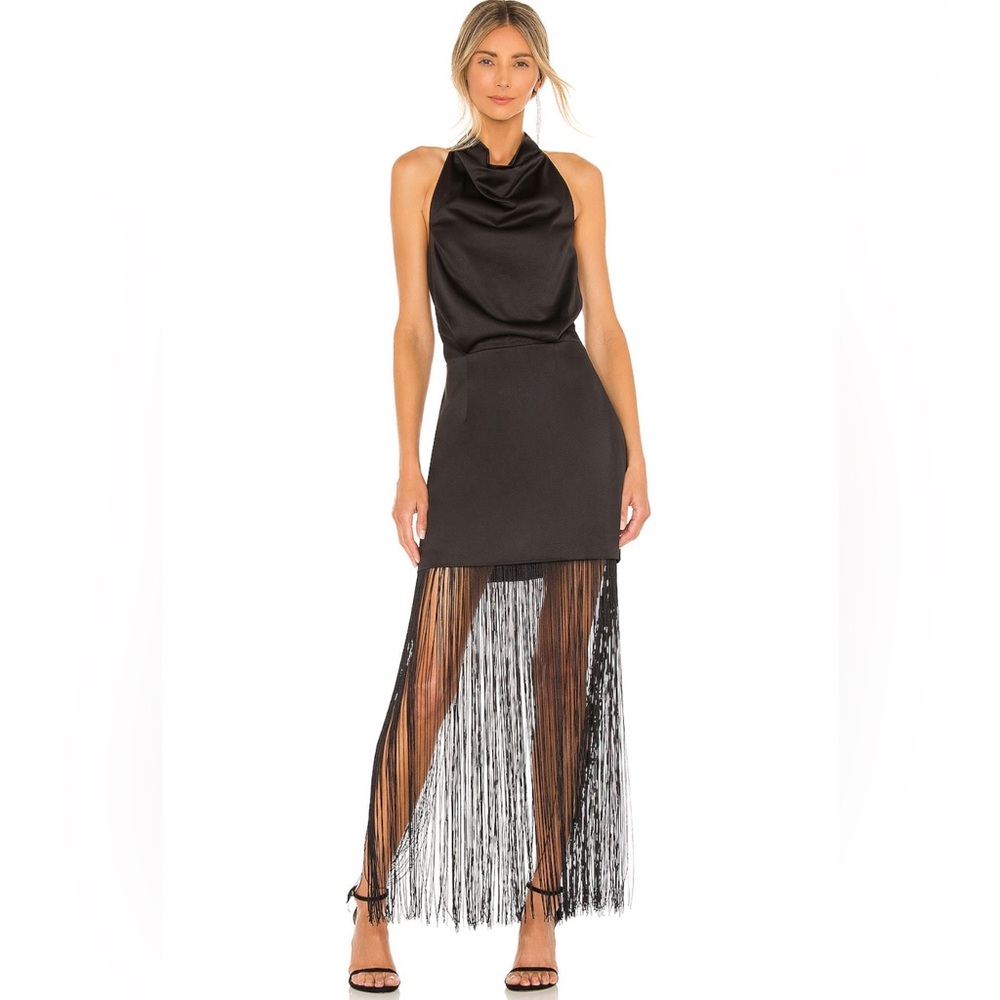 Black fringe formal dress